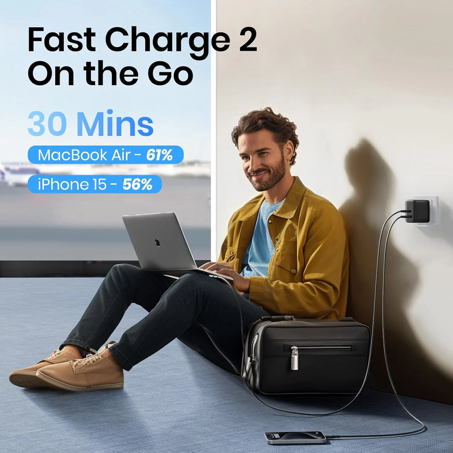 INIU 65W GaN USB-A+USB-C Wall Charger for MacBook Pro/Air iPad iPhone Steam Deck, and More - Image 2