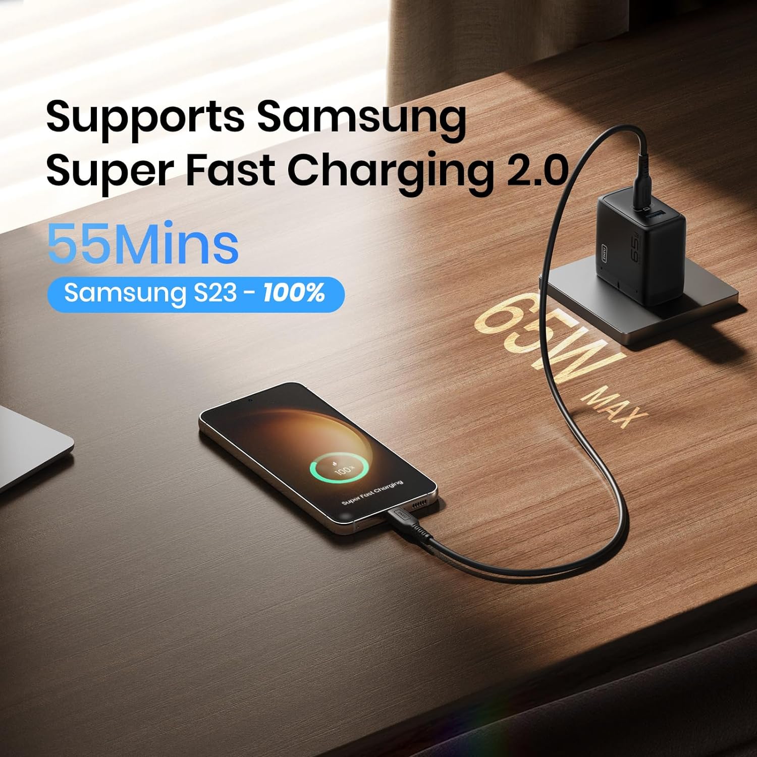 INIU 65W GaN USB-A+USB-C Wall Charger for MacBook Pro/Air iPad iPhone Steam Deck, and More - Image 3