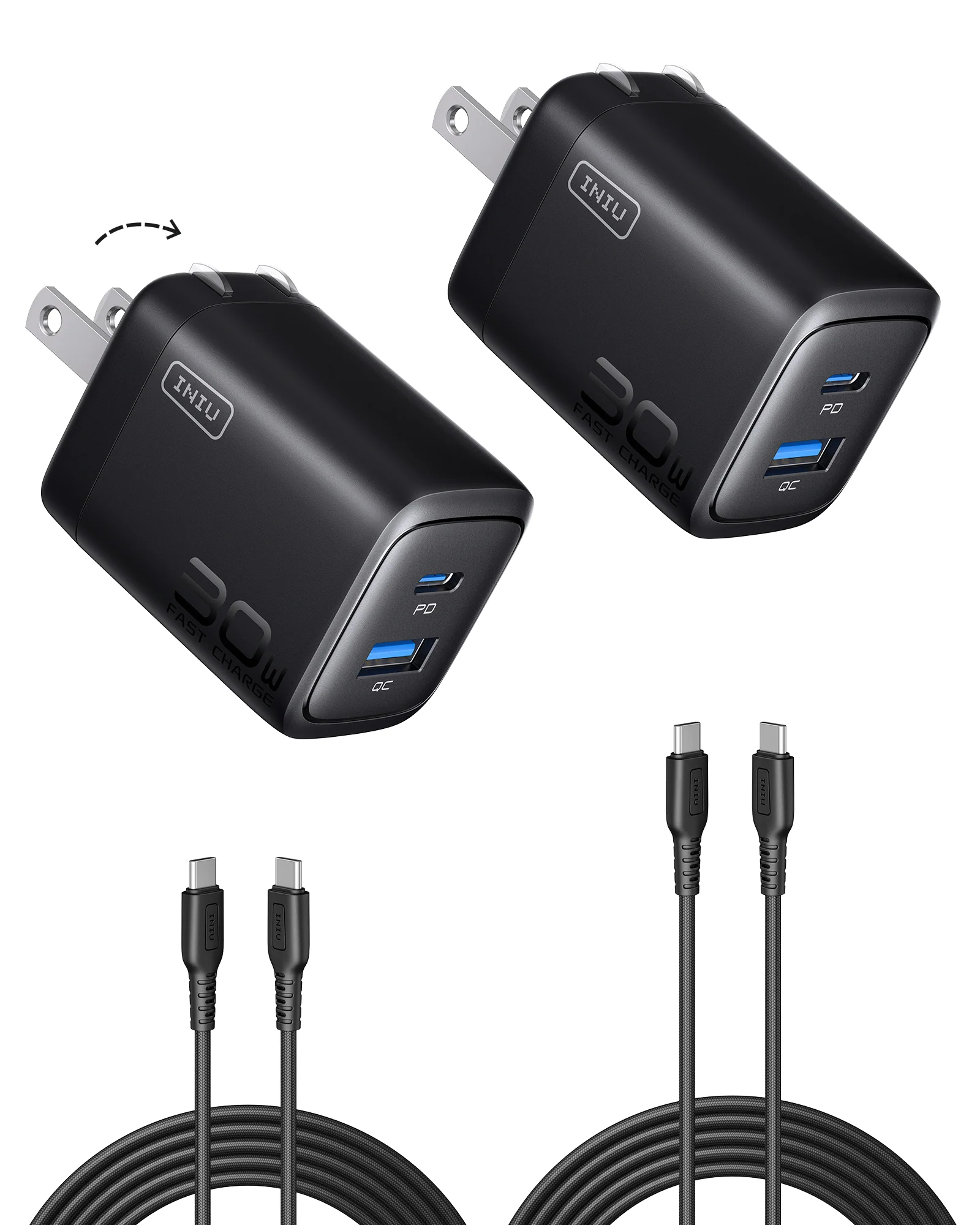 INIU A12-E1 Charger (2-pack,With Cable)