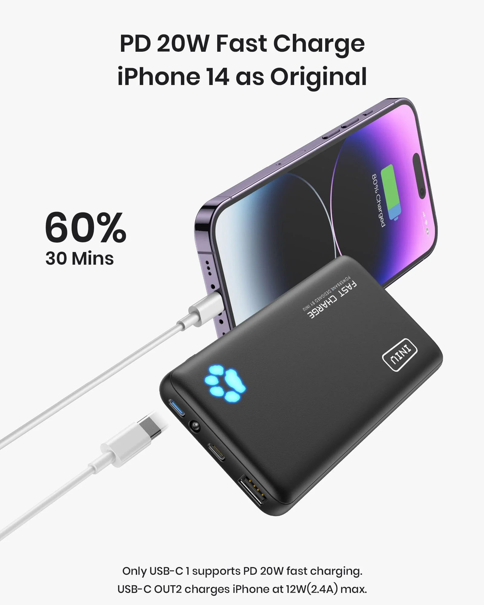 INIU B3 Portable Charger, 20W PD3.0 Slimmest 10,000mAh - Image 2