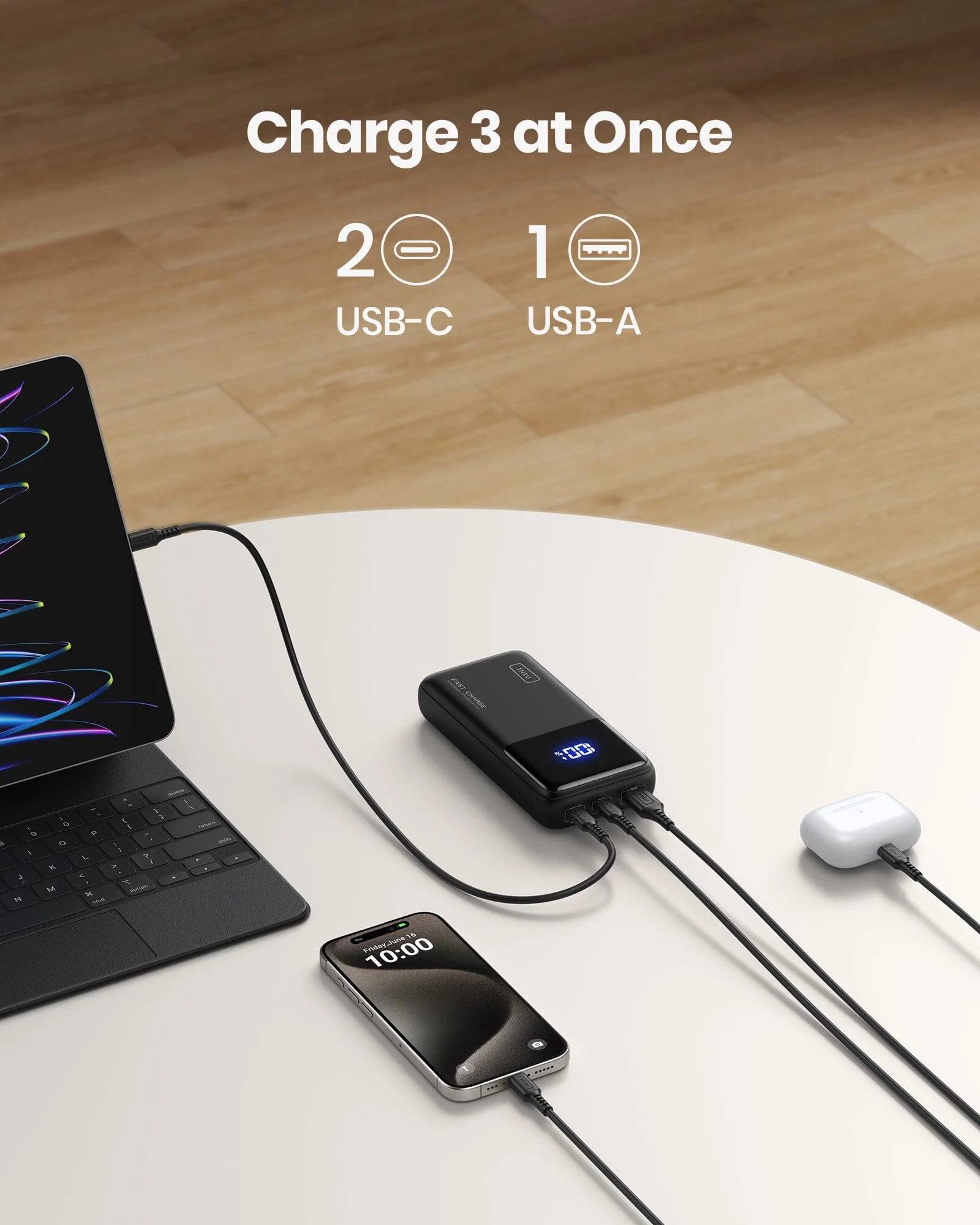 INIU B62 Power Bank,20000mAh 65W USB C Laptop Portable Charger, PD QC Fast Charging 3-Output for iphone,ipad.etc - Image 5