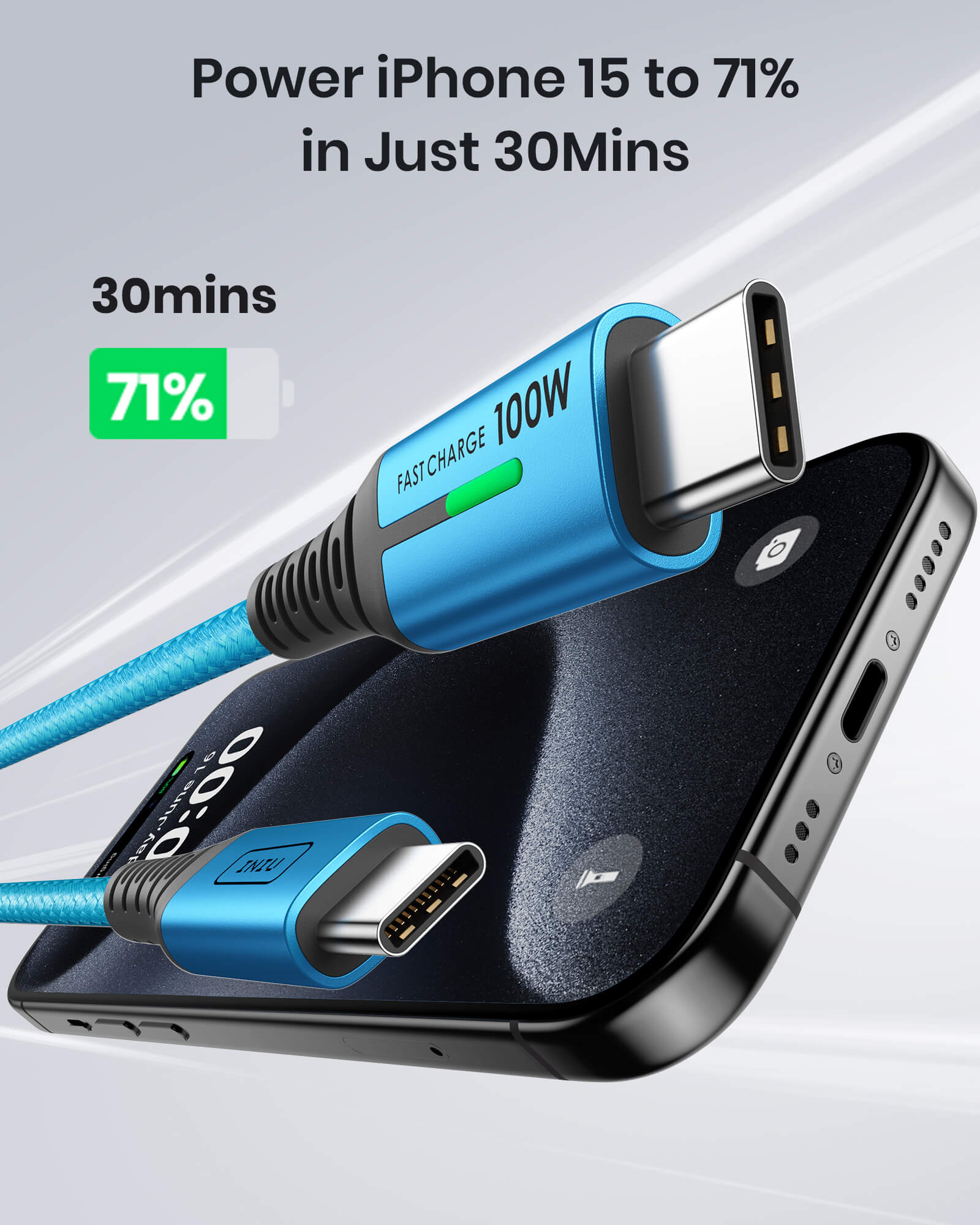 INIU D5CC USB C to C Cable Blue 100W (6.6ft, 2-Pack),Compatible with iPhone 14 13 12 Pro Samsung S21 Google LG iPad Tablet, etc. - Image 3