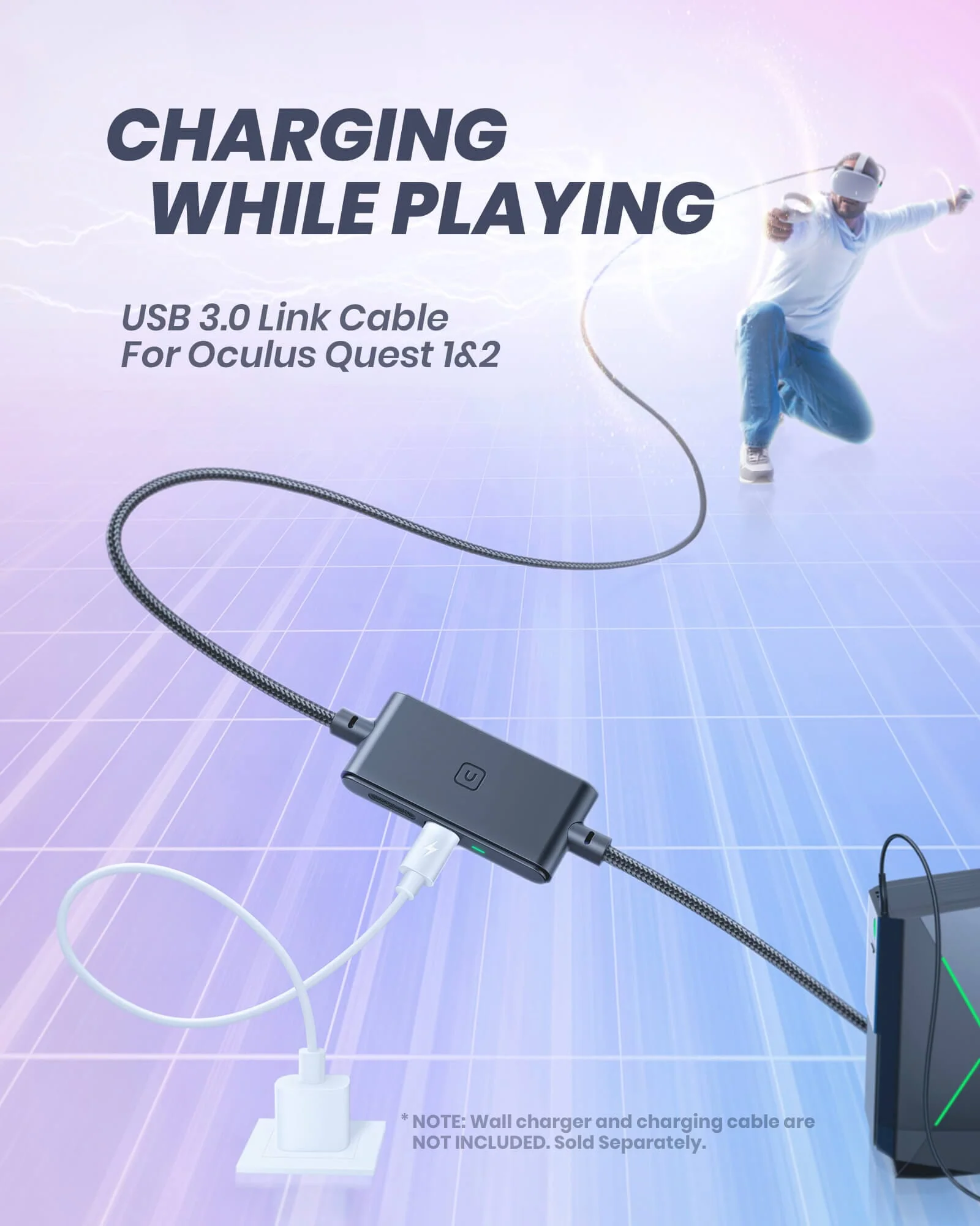 INIU DI401 16FT VR High Speed Transfer Link Cable with Separate Charging Port for Ultra-Durable Power for iphone,ipad,etc - Image 3