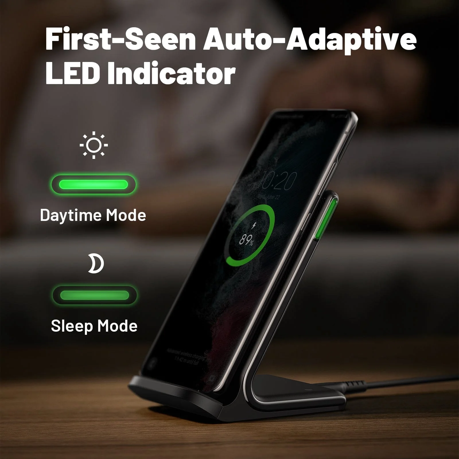 INIU I211 15W Qi-Certified Wireless Charger with Sleep-Friendly Adaptive Light - Image 3