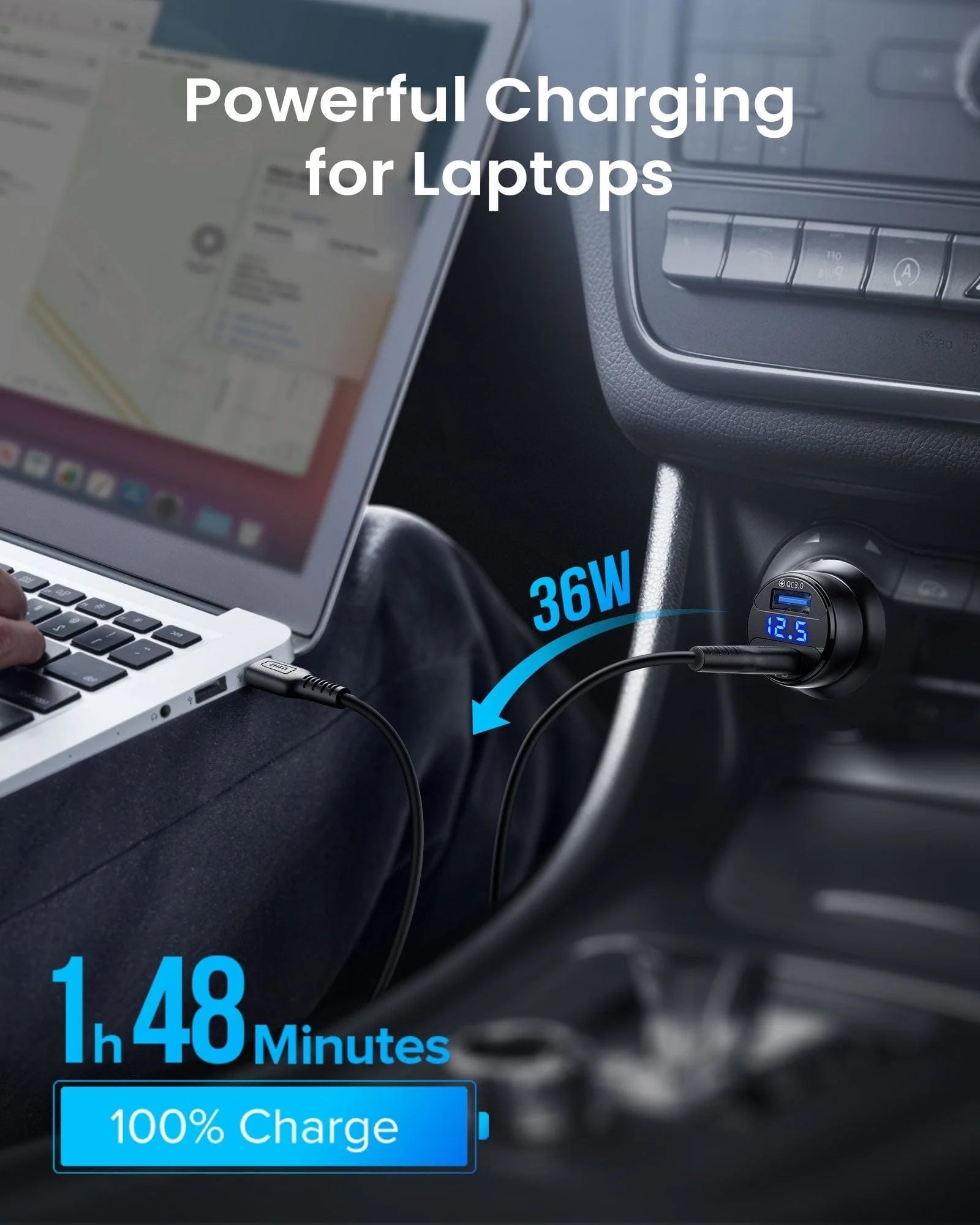INIU I711 2-Port Ultra Fast Car Charger 66W£¬Compatible with iPhone 14 13 12 Pro Samsung S21 Google LG iPad Tablet, etc. - Image 3