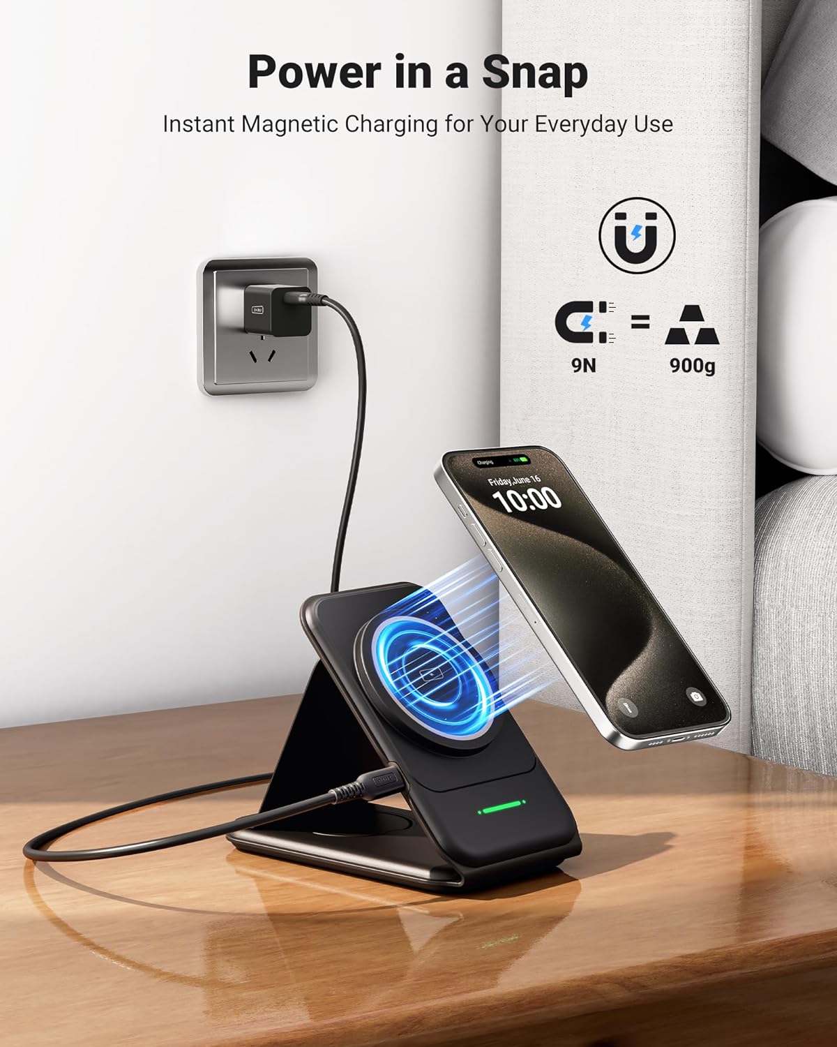 INIU Magnetic Foldable 3 in 1 Wireless Charger Compatible MagSafe - Image 4