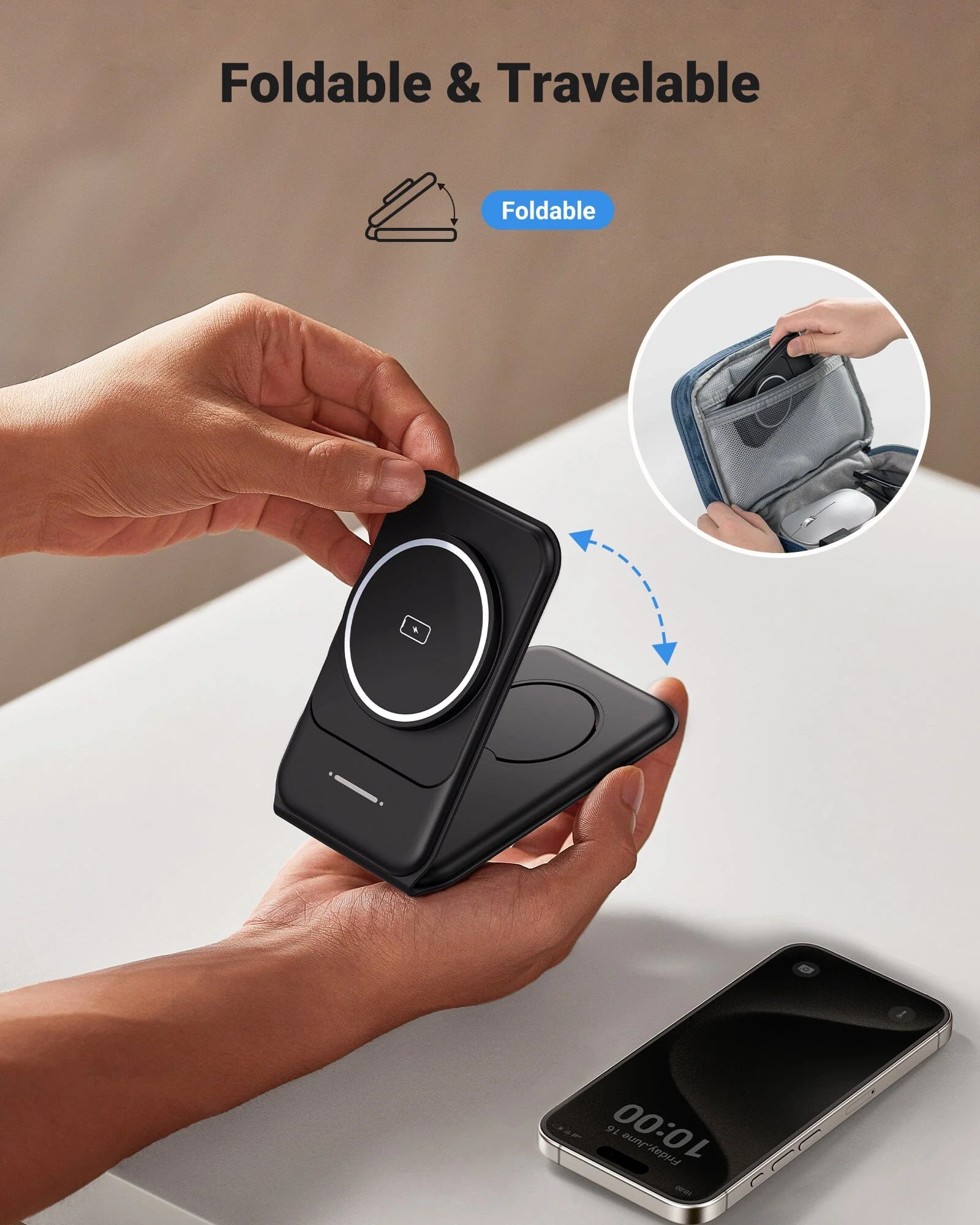 INIU Magnetic Foldable 3 in 1 Wireless Charger for APPLE devices - Image 3