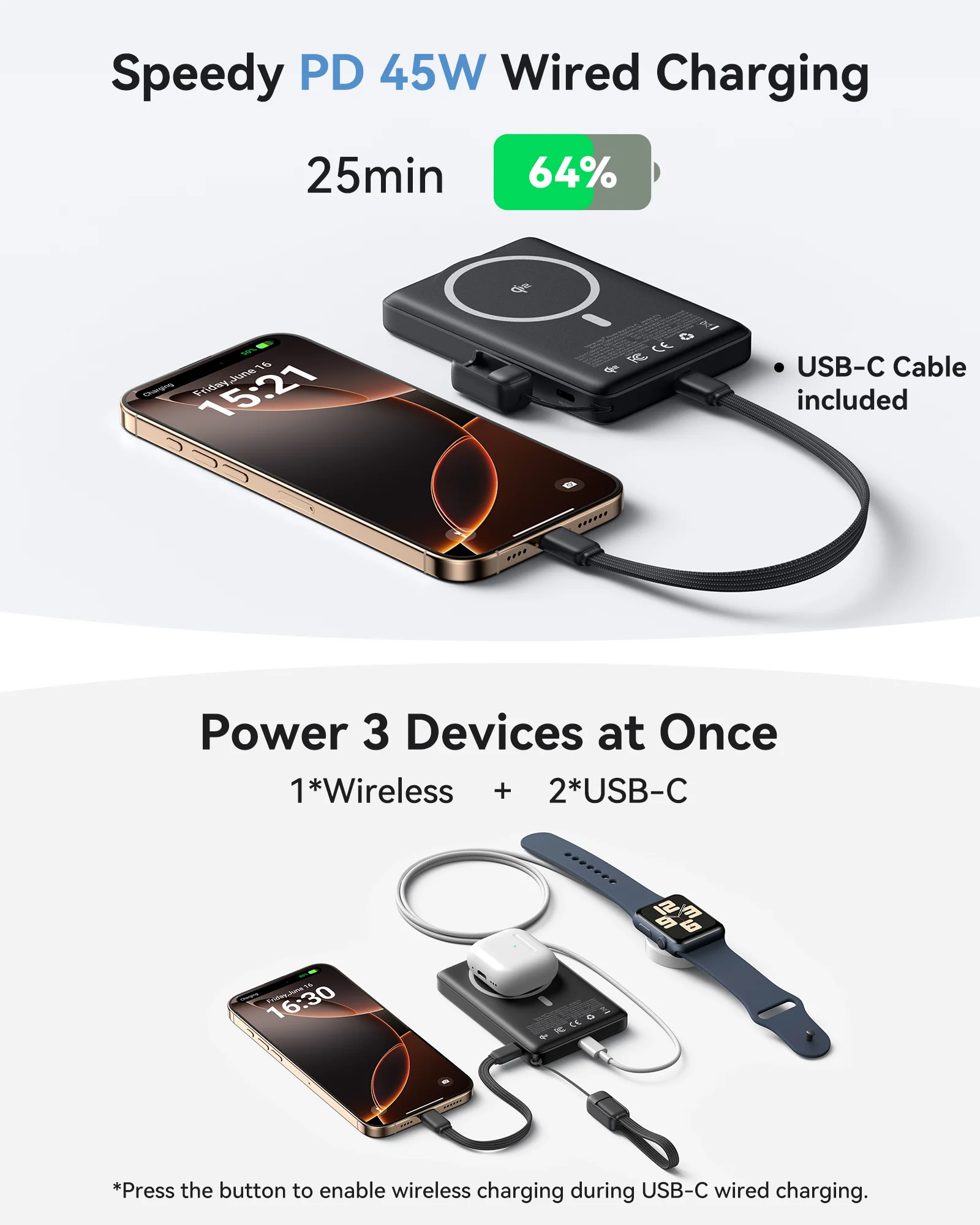 INIU MagPro P76-P1 Wireless Charger Qi2 15W 10000mAh - Image 5