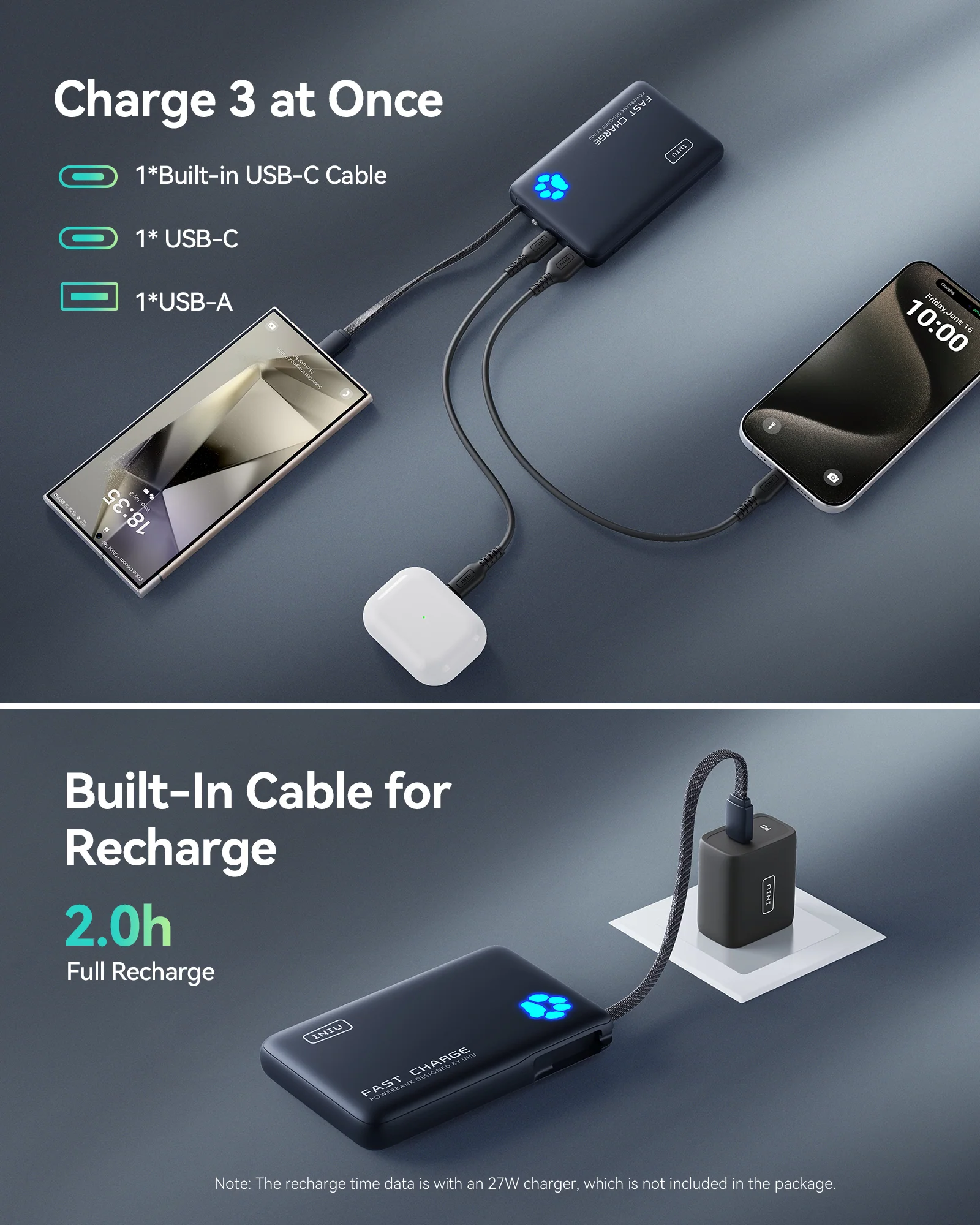 INIU Pawsible P41L Power Bank with Build in Cable Slimmest 45W 10000mAh - Image 14