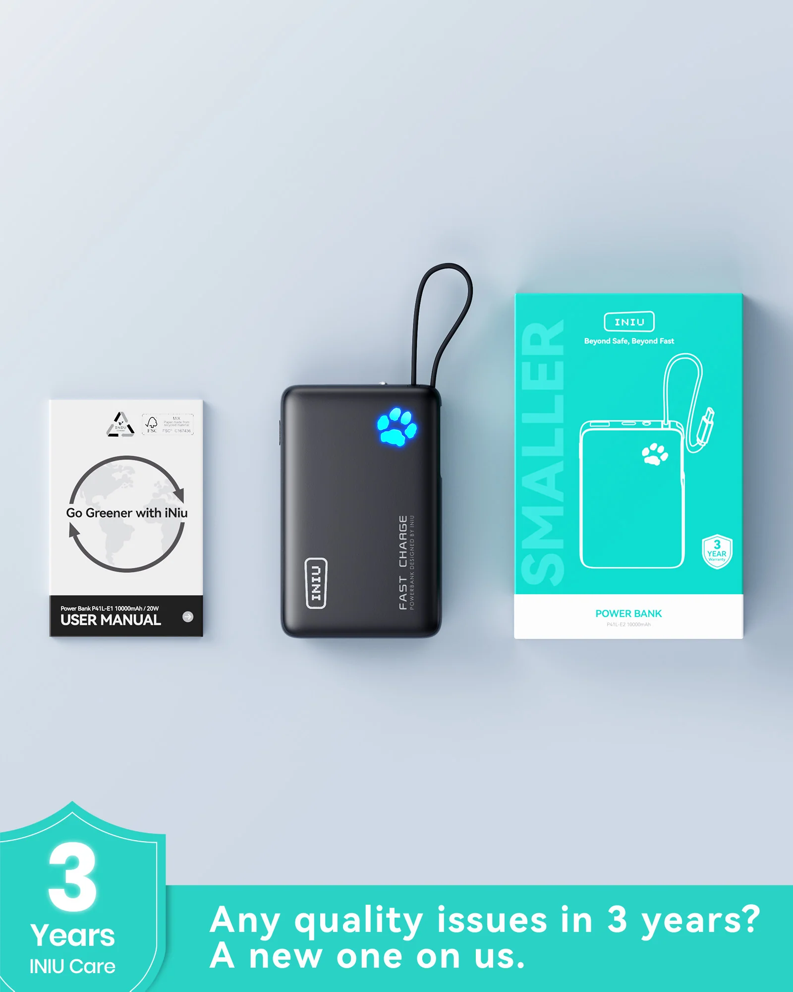 INIU Pawsible P41L Power Bank with Build in Cable Slimmest 45W 10000mAh - Image 15