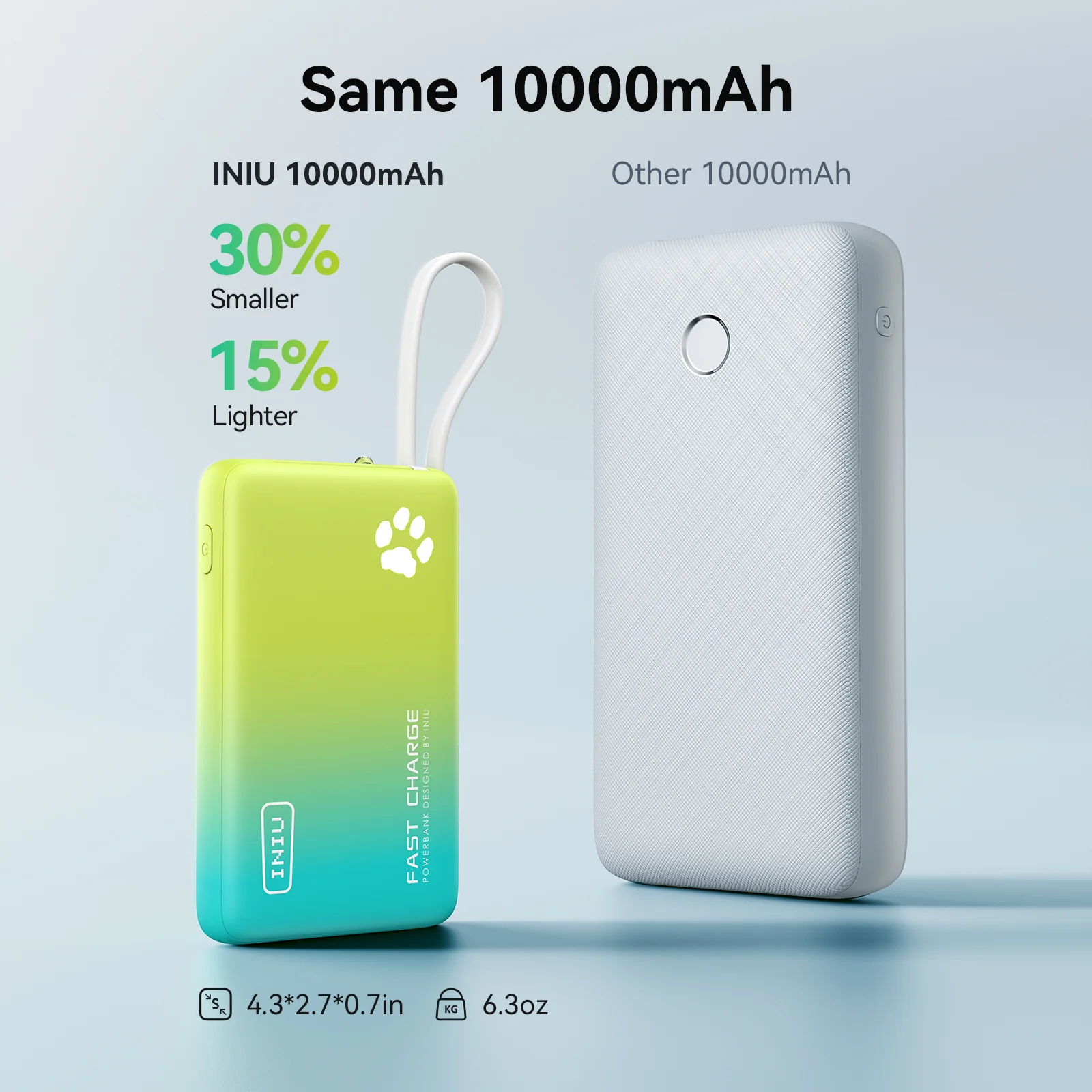 INIU Pawsible P41L Power Bank with Build in Cable Slimmest 45W 10000mAh - Image 5