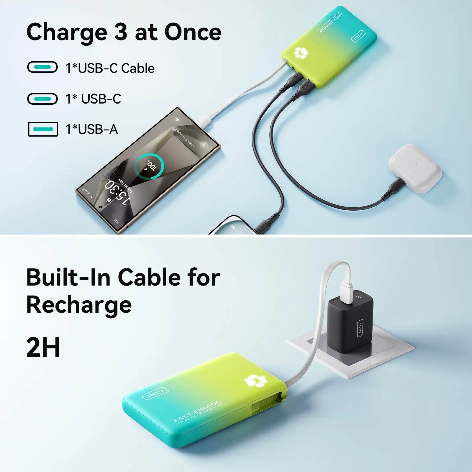 INIU Pawsible P41L Power Bank with Build in Cable Slimmest 45W 10000mAh - Image 6