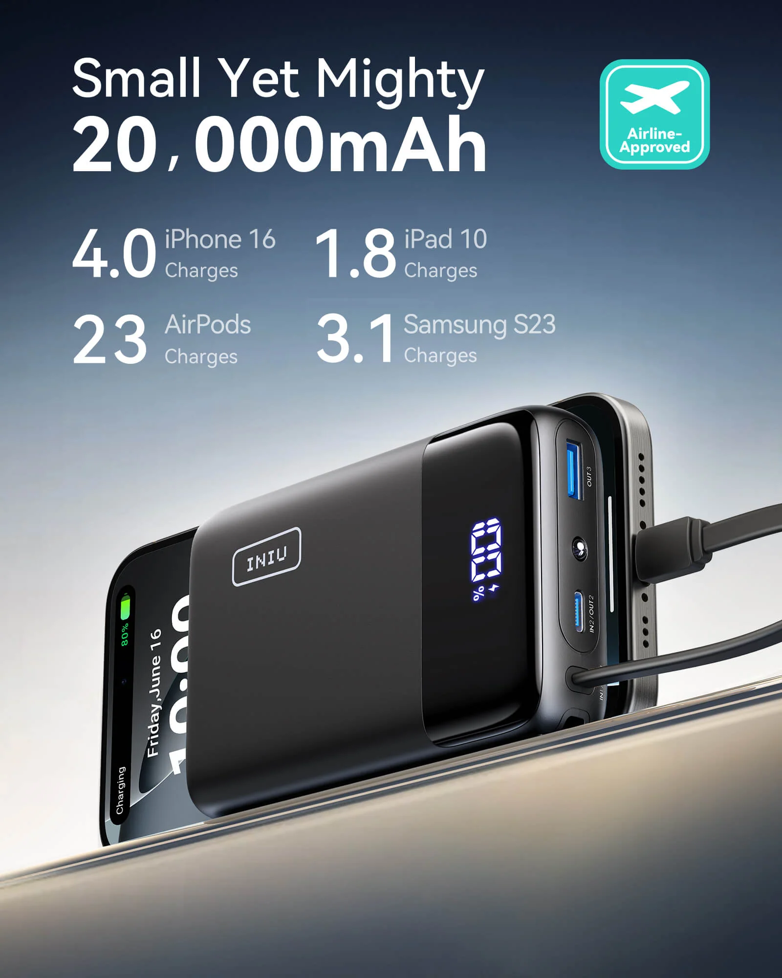 INIU P51L-E2 Power Bank Black - Image 3