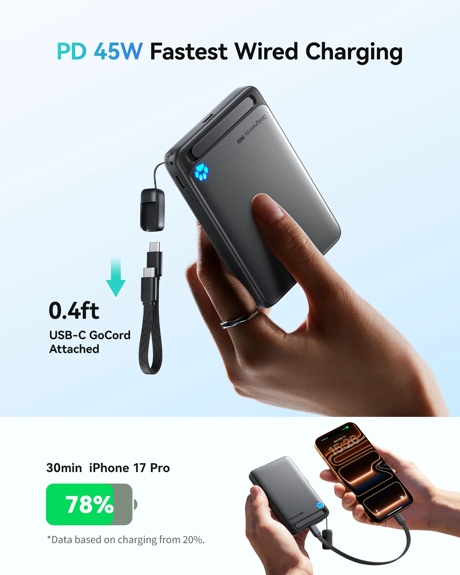 INIU SnapGo P73 Qi2 15W Magnetic Slim Power Bank | 10000mAh - Image 4