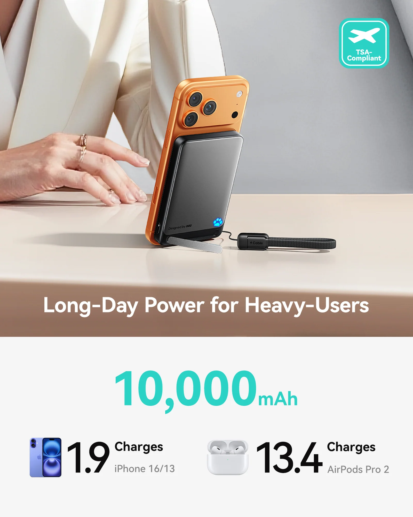 INIU SnapGo P73 Qi2 15W Magnetic Slim Power Bank | 10000mAh - Image 6