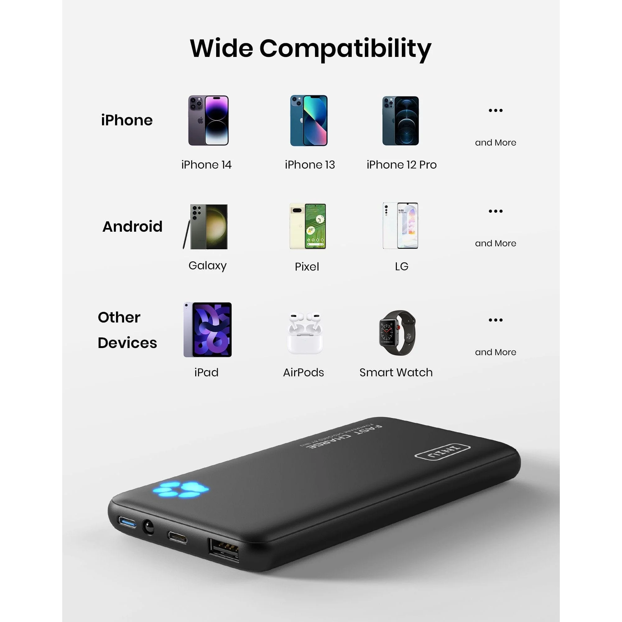 INIU B3 Portable Charger, 20W PD3.0 Fast Charging Slimmest 10000mAh Power Bank, Black - Image 7