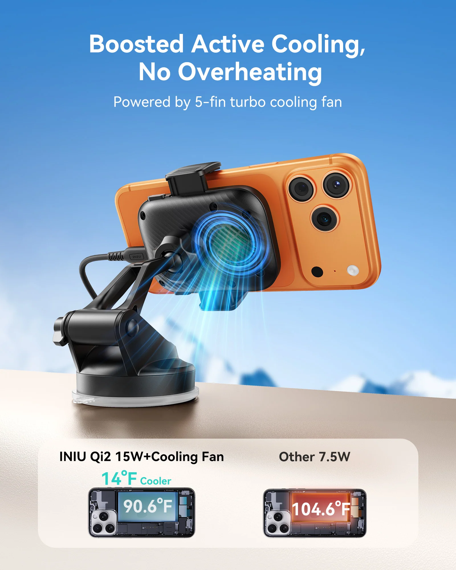 INIU SnapGo V11 Qi2 15W Magnetic Wireless Car Charger - Image 3