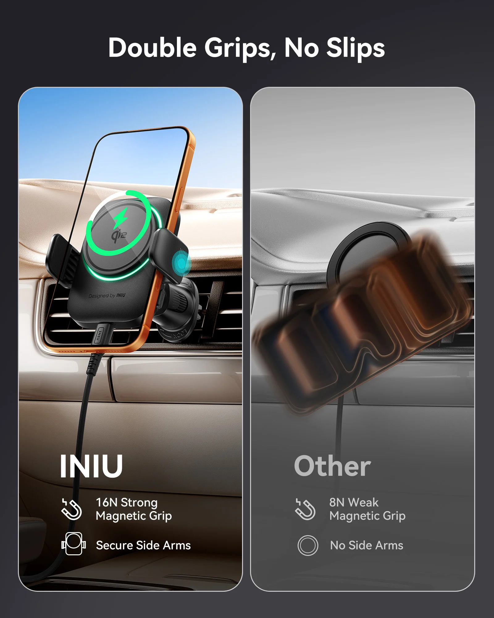 INIU SnapGo V11 Qi2 15W Magnetic Wireless Car Charger - Image 4