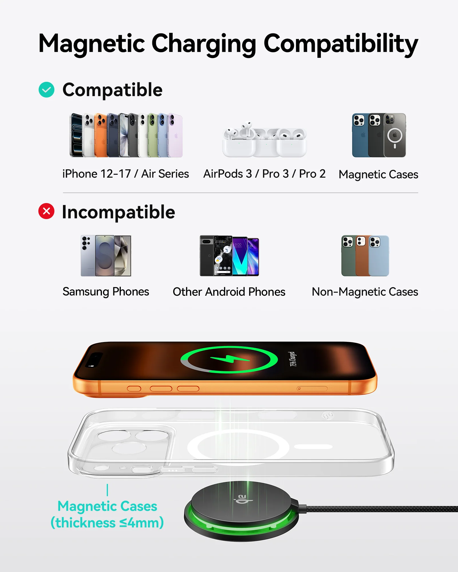 INIU SnapGo W11 Qi2 15W Magnetic LED Wireless Charger - Image 6