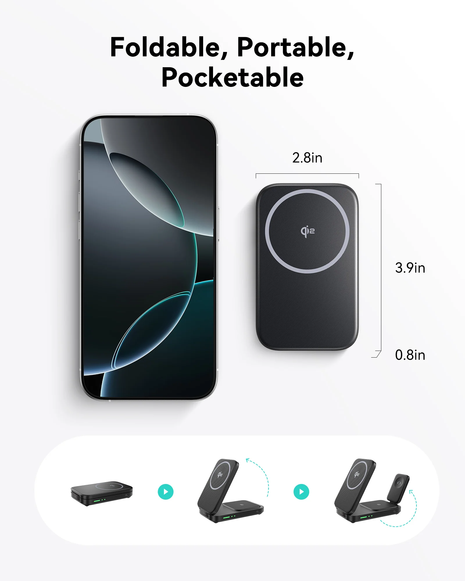 INIU SnapGo W31 Qi2 15W 3 in 1 Magnetic Foldable Wireless Charger - Image 4