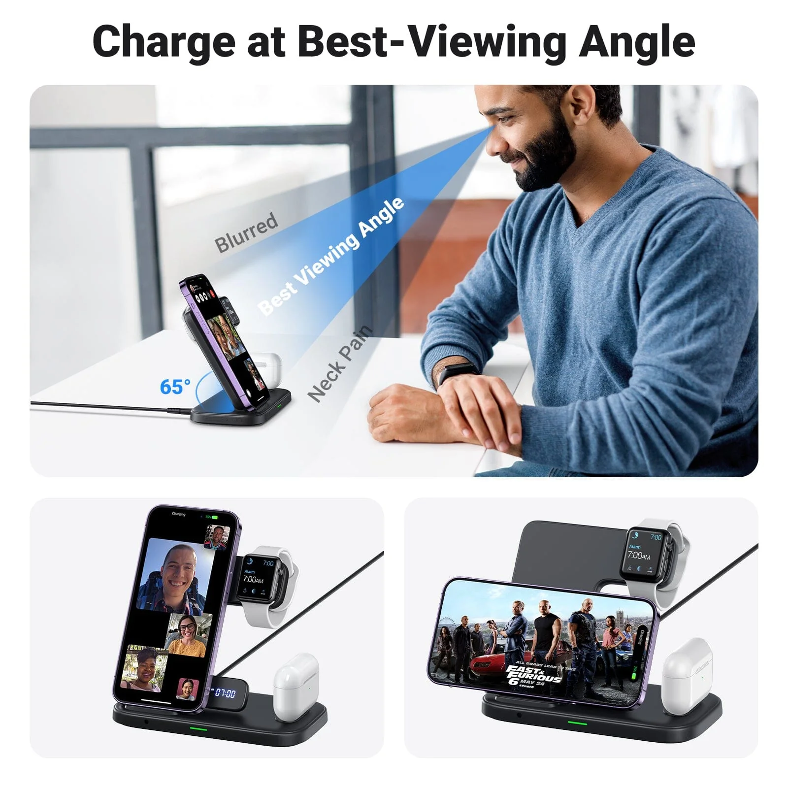 INIU I220 Qi-Certified 3 In 1 Fast Wireless Charger - Image 7