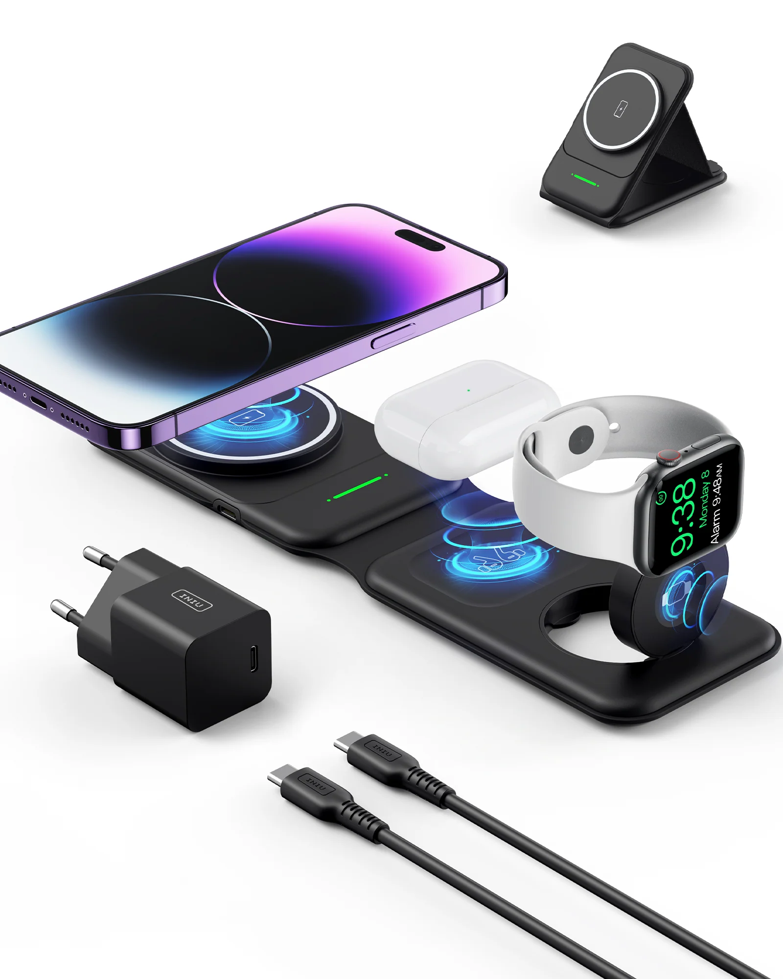 INIU SnapGo WI222 3 in 1 Wireless Charging Pad & Stand, 15W Magnetic Multifunction - Image 10